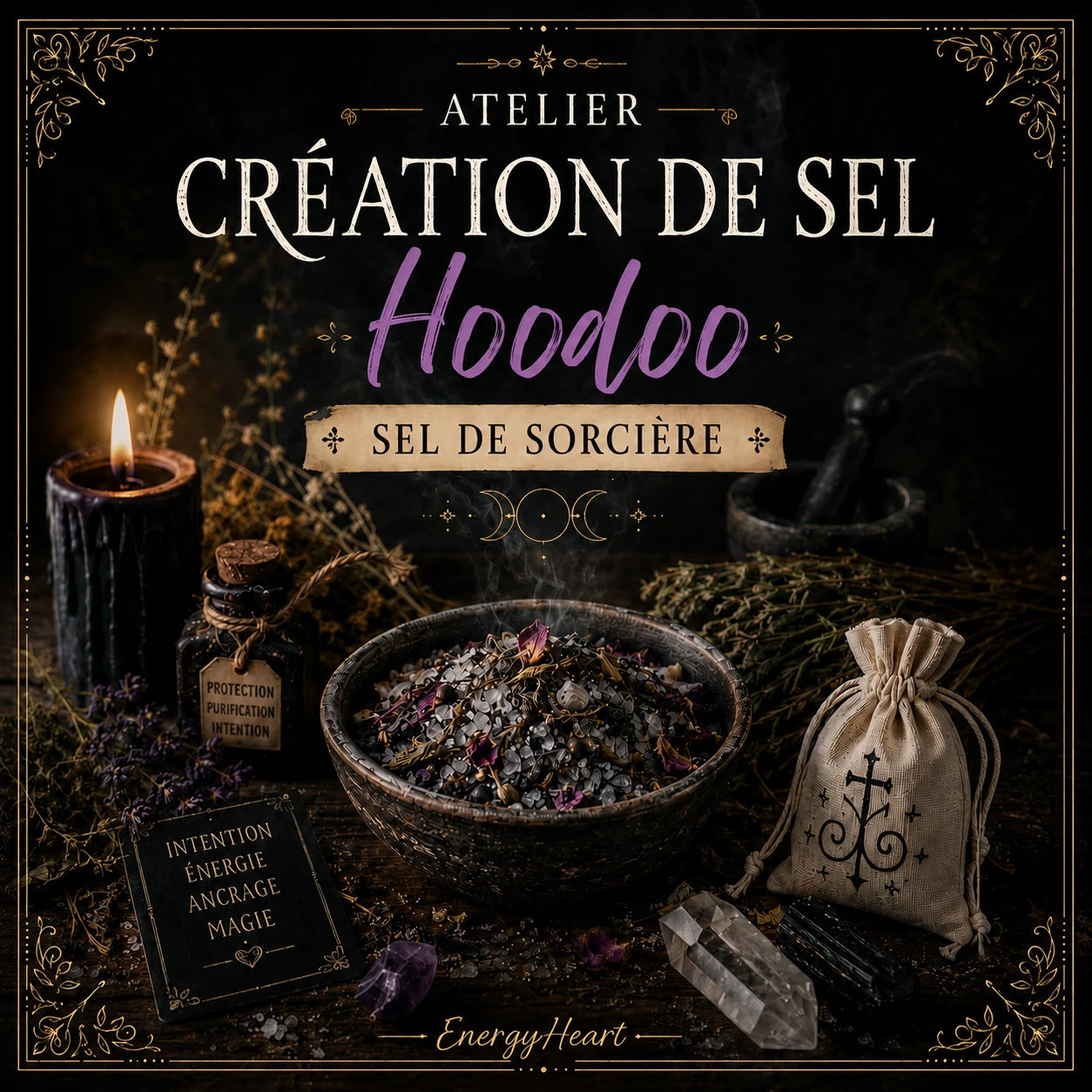 sel rituel, plantes, correspondances, intentions, pratiques symboliques, création magique